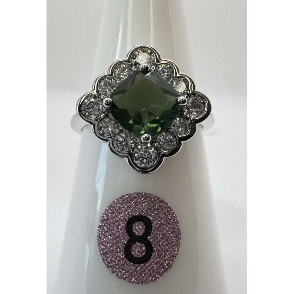 Size 8 Bomb Party Ring - RBP3370 Chic Addiction - Olive Green Moissanite